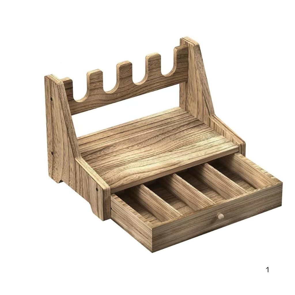 Wooden Handgun/Model Gun Stand, Display Rack/Shelf, Desktop Storage, Holds 4 Airsoft Guns (4 Drawers)