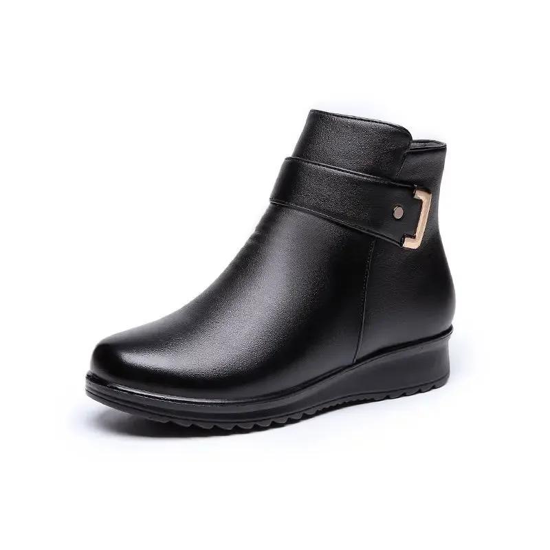 Stivaletti da Donna Peluche Gamba Corta Suola Piatta Stivali da Neve Autunno/Inverno Nuovi Semplici Retrò Zip Caldi Casual Stivali in Cotone