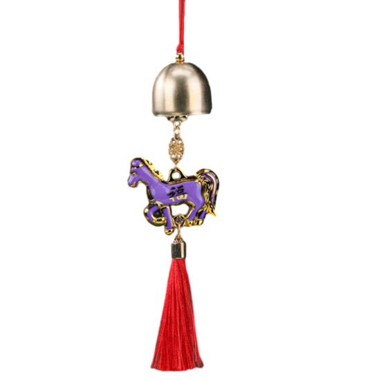 Chinese New Year Horse Pendant 2026 Feng Shui Zodiac Animal Charm Hanging Tassel Ornament with Bell for Fortune Wealth Success Home Shop Door Window