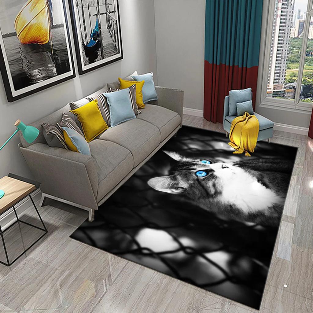 3D Animal Eyes Carpet Wild Animal Eyes Mat for Living Room Bedroom Bathroom Kitchen Floor Mat Door Mat Children Play Rest Carpet