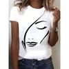 Women's Clothing Figure Print Crew Neck T-shirt, Casual Short Sleeve Summer Daily Top