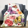 1pc Butterflies Flowers Lightweight Flannel Blanket, Comfortable and Warm Blanket, for Office and Camping Sofa Bed, Livingroom142