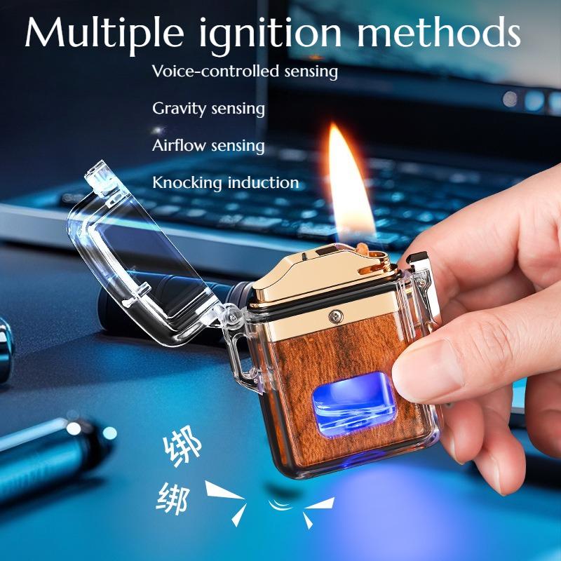 NEW Creative Intelligent Voice-controlled Lighter Transparent Waterproof Visible Case High-end Level Gift Cigarette Accessories