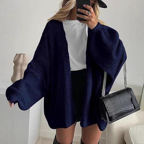 Women's Sweater Solid Color Long-sleeved Casual Loose Cardigan Sweater Jacket