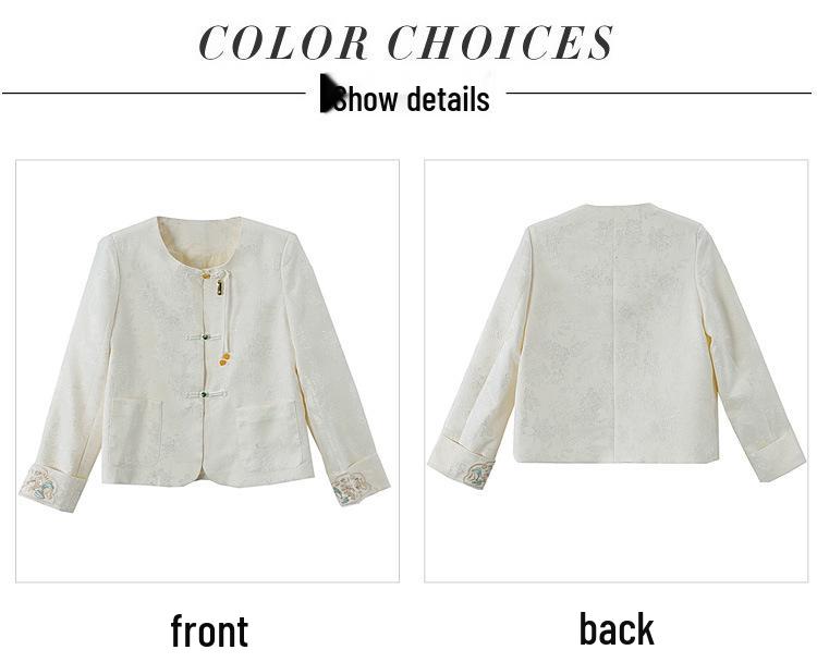 Chic New Women's Chinese-Style Jacket: Spring/Autumn Slim Fit White Embroidered Top