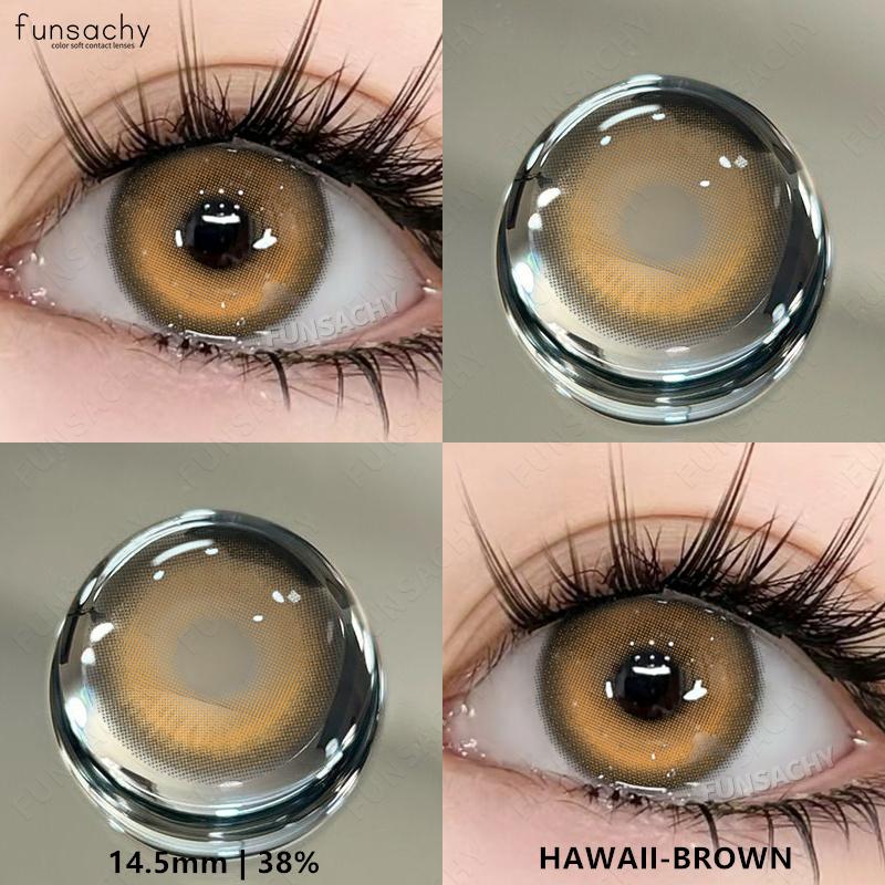 FUNSACHY1Pair Natural Contact Lens Yearly Colored Lenses For Eyes  Gray Eyes Cosmetics Pupilentes Eye Color Lens  with Lens Case