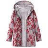 2025 European and American women's long-sleeved zipper hooded thickened composite cotton-padded coat printed medium and long cotton-padded coat