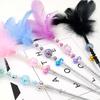 Pet Interactive Wand Toy Cat Tease Rod With Bell Colorful Feather Tease Cat Wand Cat Catcher Toy For Kitten