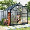 Greenhouse, Hothouse, with Roof Window, Sliding Door, Transparent, Polycarbonate+Aluminum, 190 X 252 X 201cm