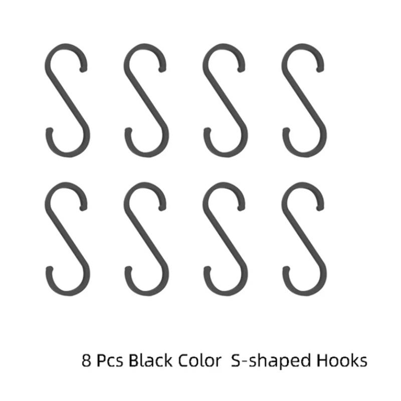

8 шт., кухонный крючок, подвесной держатель для кастрюль, сумки для полотенец для ванной, органайзер для ключей, хранения, S крючки, перила, вешалка 8 Pcs чёрный