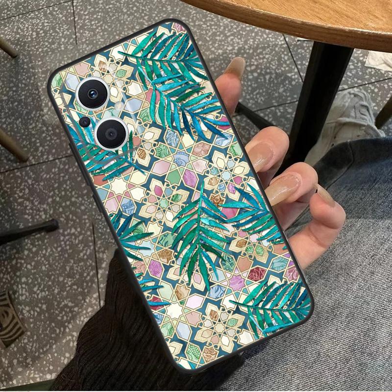 Muted Moroccan Mosaic Tiles Case For OPPO Reno 7 8 10 Pro 8T 2Z 4Z 5Z 6 Lite OPPO Find X6 Pro X2 X5 Lite X3 Neo Cover