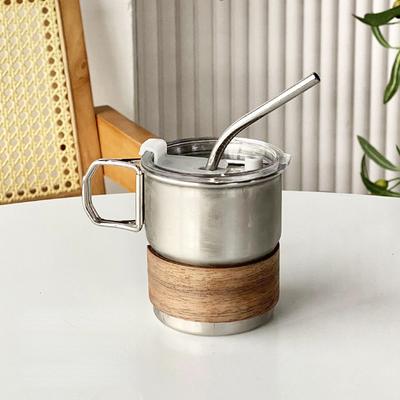 290ml 304 Stainless Steel American Coffee Cup with Lid, Anti Scalding Mug, Outdoor Camping Cup  Tea Cup Set