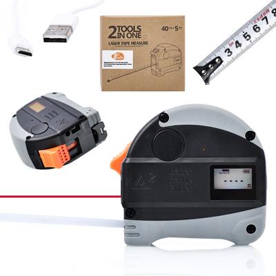 Digital Laser Distance Meter with Tape 40M – Precise Measurements Up To 0.001 M | Range 0–40 M | Rechargeable Lithium-Ion Battery Included