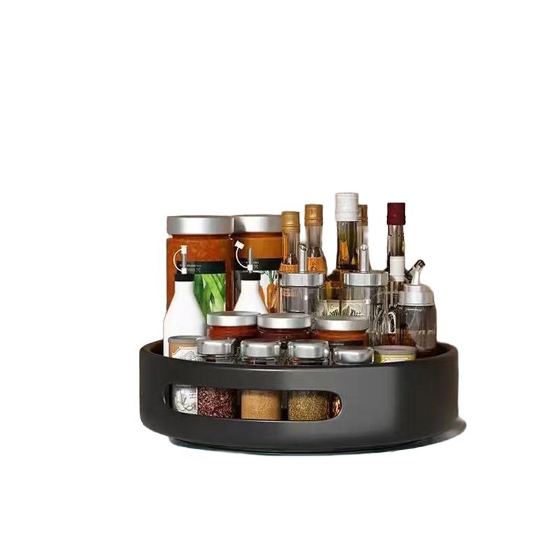 1/2 Layer Kitchen Round Spice Storage Rack Condiment Storage Tray Non-slip Cosmetic Storage Rack Kitchen Home Storage Accessory