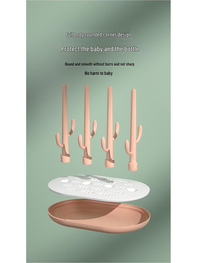 Versatile Baby Bottle Holder & Detachable Drying Rack with Pacifier Slot.