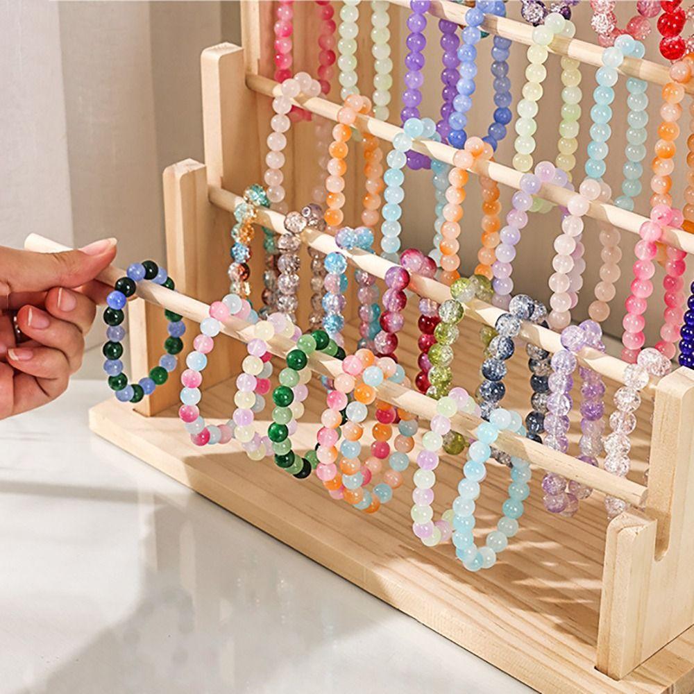 Solid Wood Bracelet Display Stand 4/6 Layer Jewelry Organizer Durable Bracelet Holder