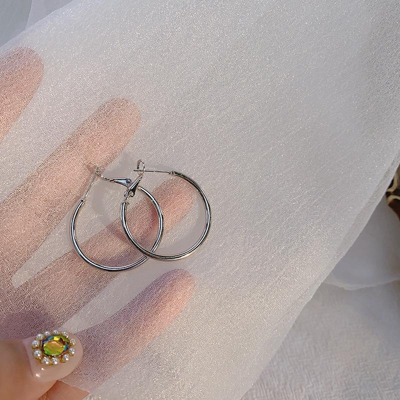 

Simple Exaggerated Large Circle Hoop Earrings for Women Personality Trendy Plain Ring Earrings Zircon Multiple Sizes Available