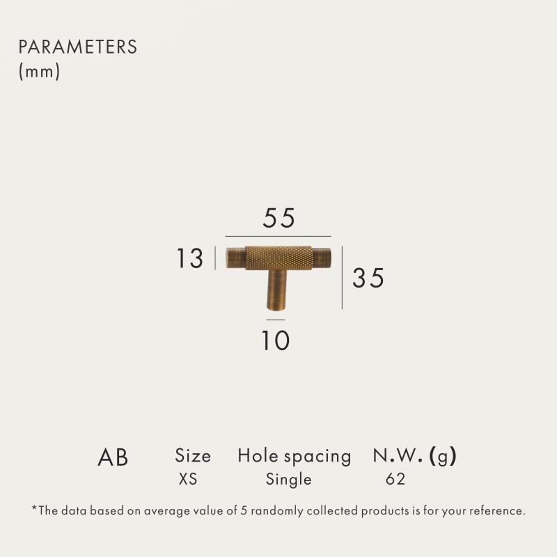 

Dooroom Brass Furniture Handles Modern Knurled Antique Brass Cupboard Wardrobe Dresser Shoe Box Drawer Cabinet Knobs T-Bar