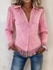 Women's Pink Suede Tassel Jacket - European & American Slim Lapel Coat for Autumn/Winter