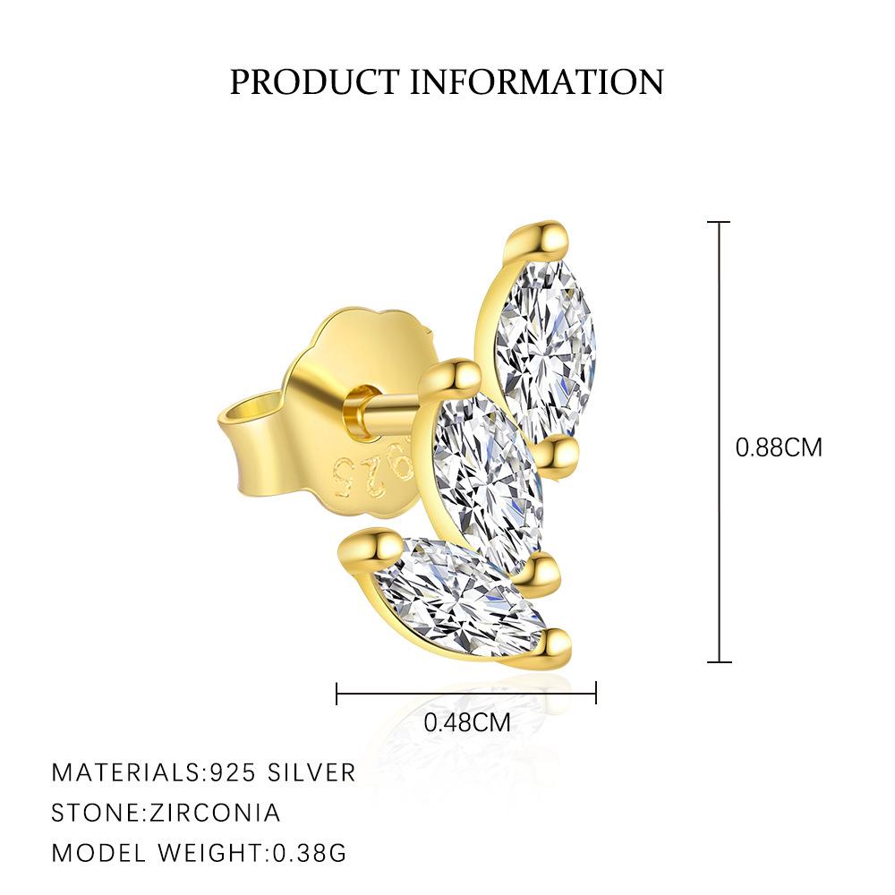 Fashion Shining Waterdrop CZ 925 Sterling Silver Stud Hoop Earrings General&Fashion