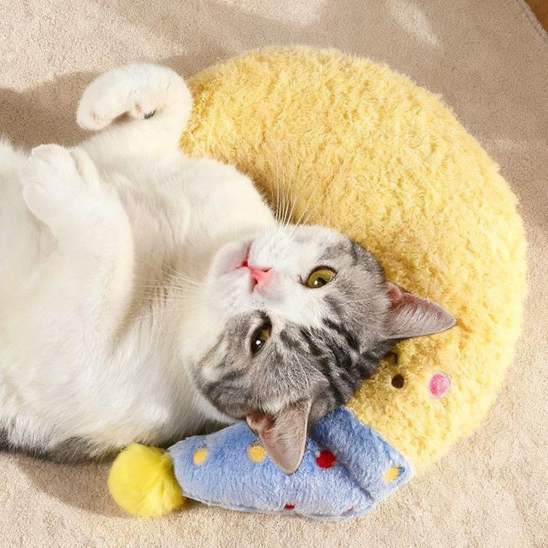 Customized Design Cat Moon Pillow Dog Sleep Mat Thickened Soft Comfort Companion Pillow for Small Pets and Dogs