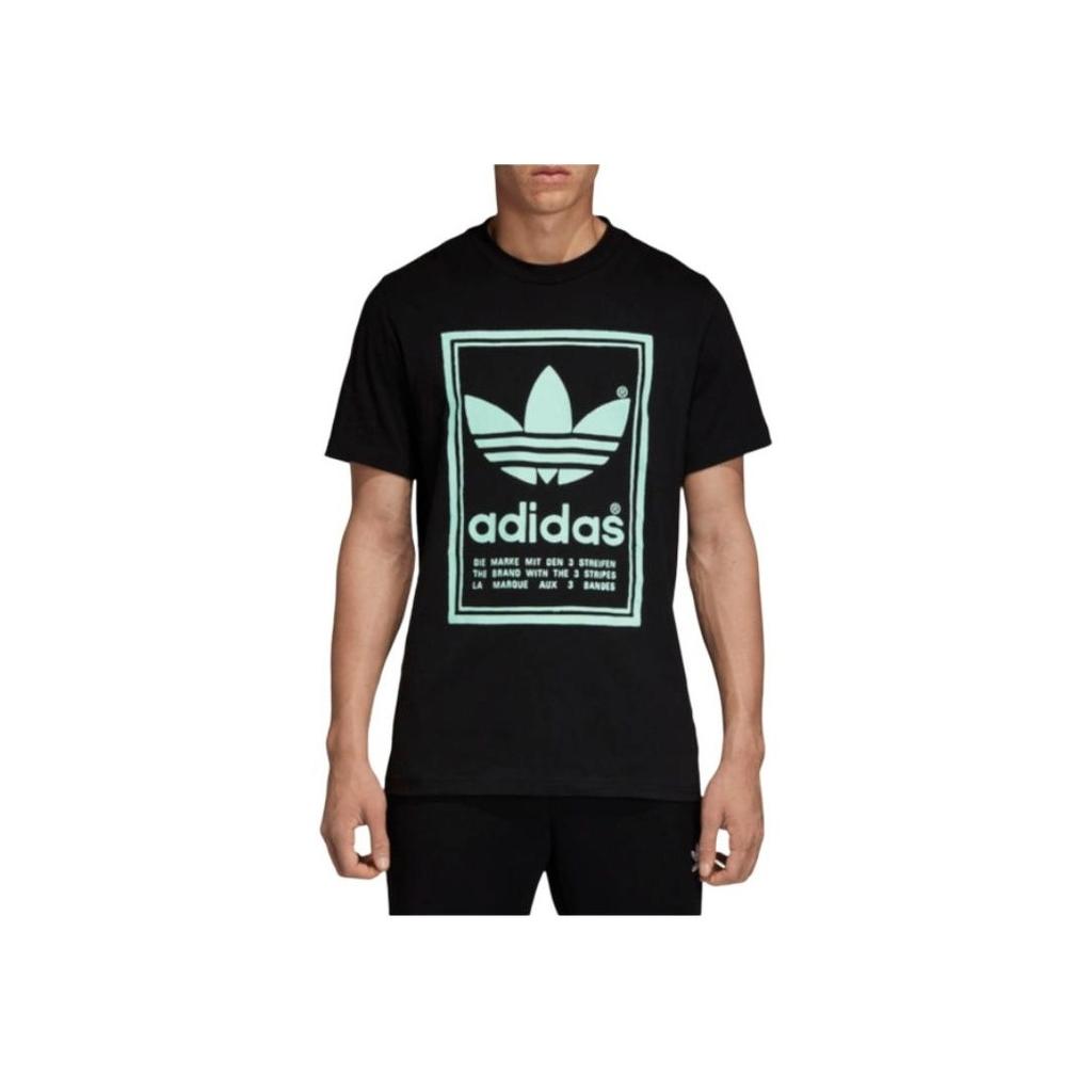 Adidas Originals Trefoil Double-Sided Print Casual Short-Sleeve T-Shirt Men Tops Black DJ2712