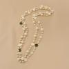 Women Necklace Double Layers Faux Pearl Camellia Decor Sweater Decoration Contrast Color Stainless Smooth Adjustable Women Jewelry