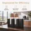 Wall Mounted Paper Cup Holder 3 Compartments Straw Organizer Coffee Cup Dispenser  Home Office