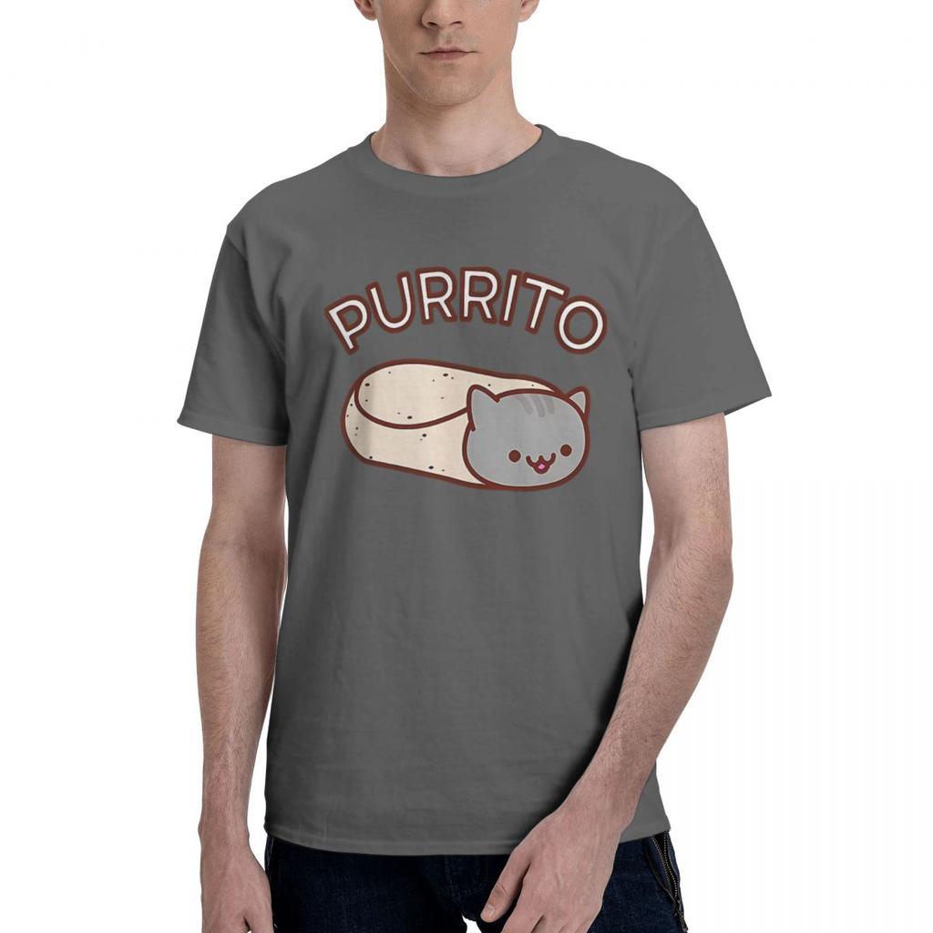 Kawaii Purrito Cat Funny Cool Premium 100 Cotton Casual Breathable Confortable Summer High End Mens Clothing Clothes Men