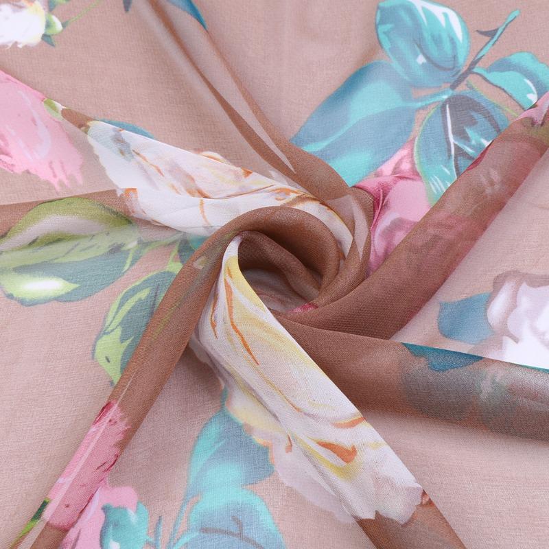 Summer Lotus Sunscreen Georgette Silk Scarf Seaside Beach Scarf Lotus Pond Moonlight Thin Scarf Shade