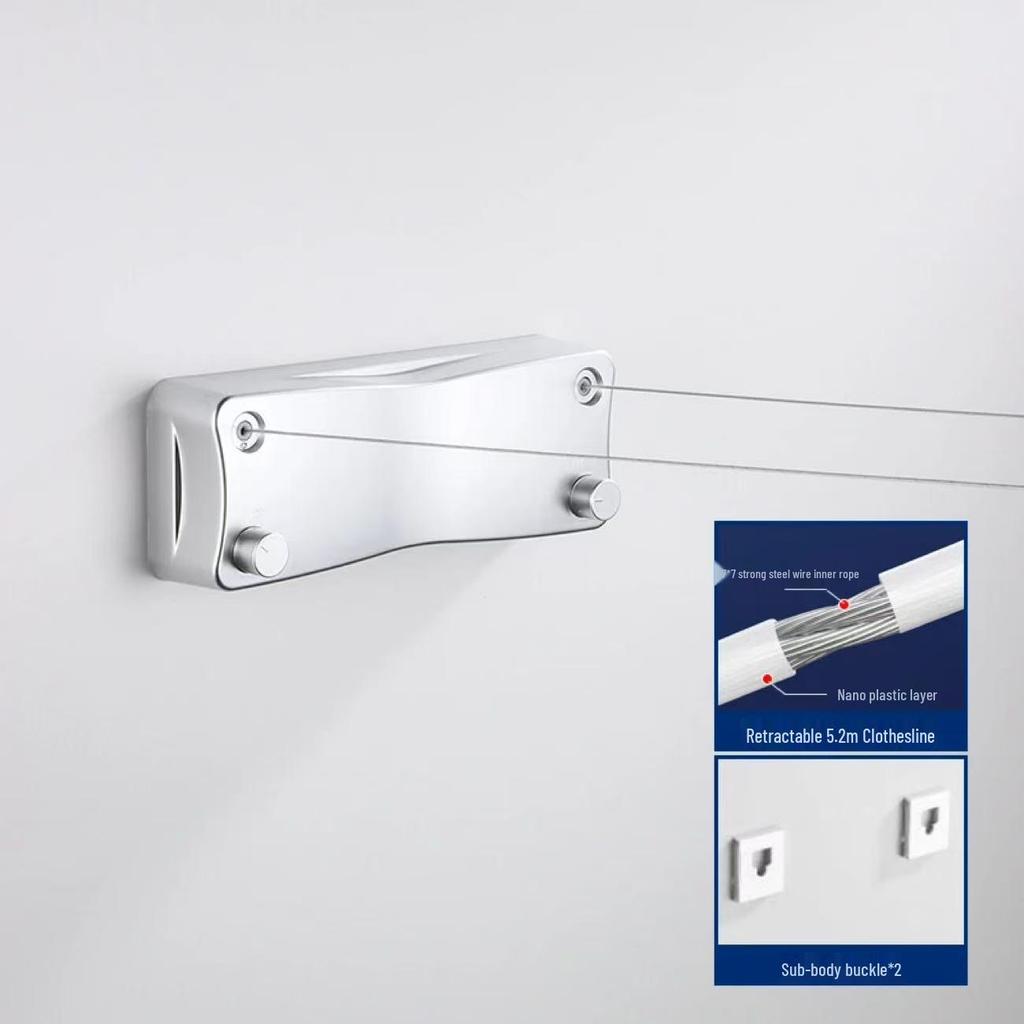 Invisible Retractable Clothesline: Wall-Mounted Stainless Steel Rope Rack for Indoor Drying