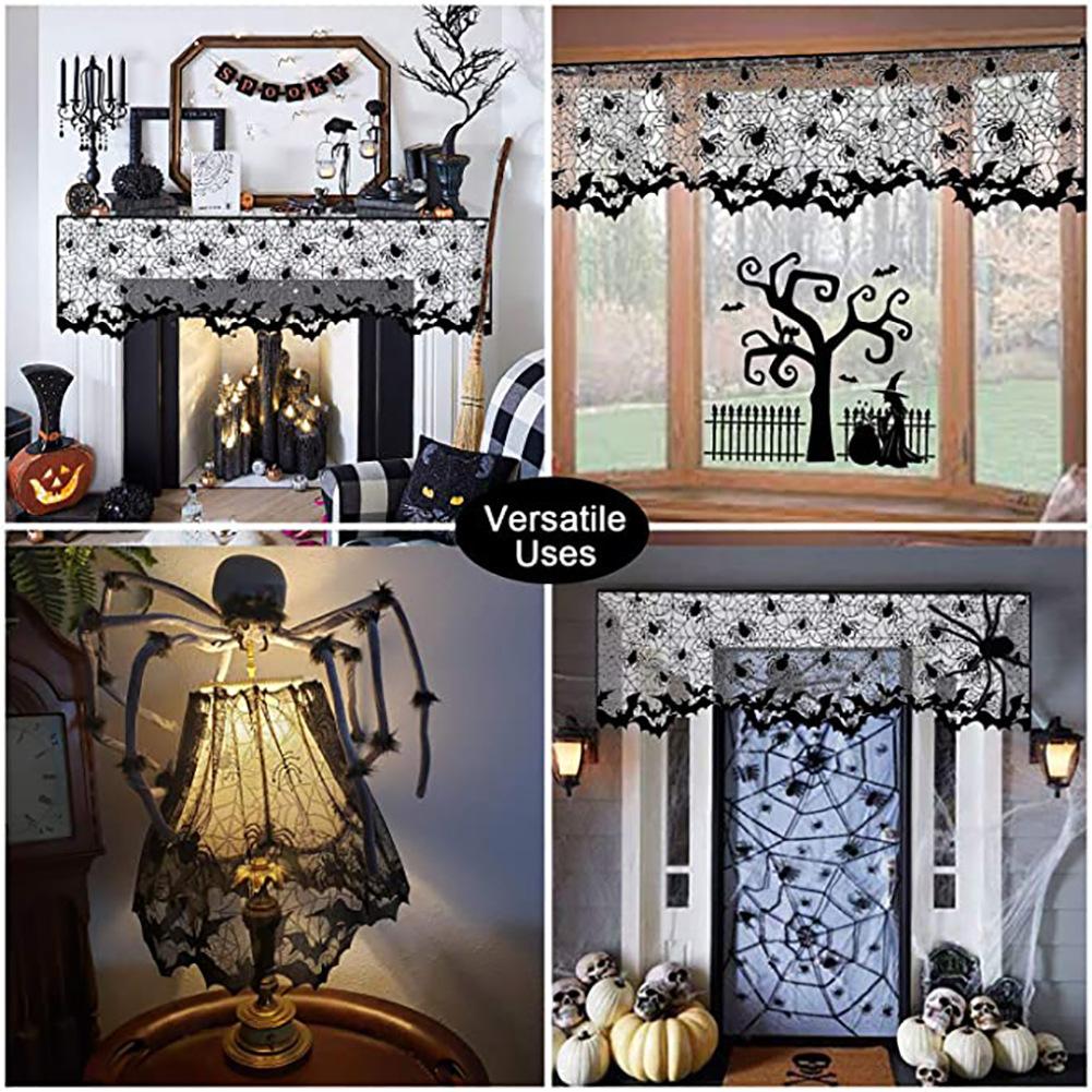 Halloween Black Lace Spider Web Lampshade Creepy Gothic Style Home Decor for Table Lamp Or Chandelier