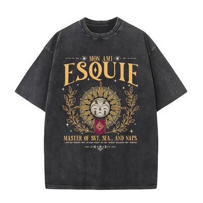 Esquie Clair Obscur Expedition 33 Camisetas Lavadas Vintage Presente para Fãs de Jogos Camiseta Masculina Feminina Roupas Moda Camiseta de Manga Curta