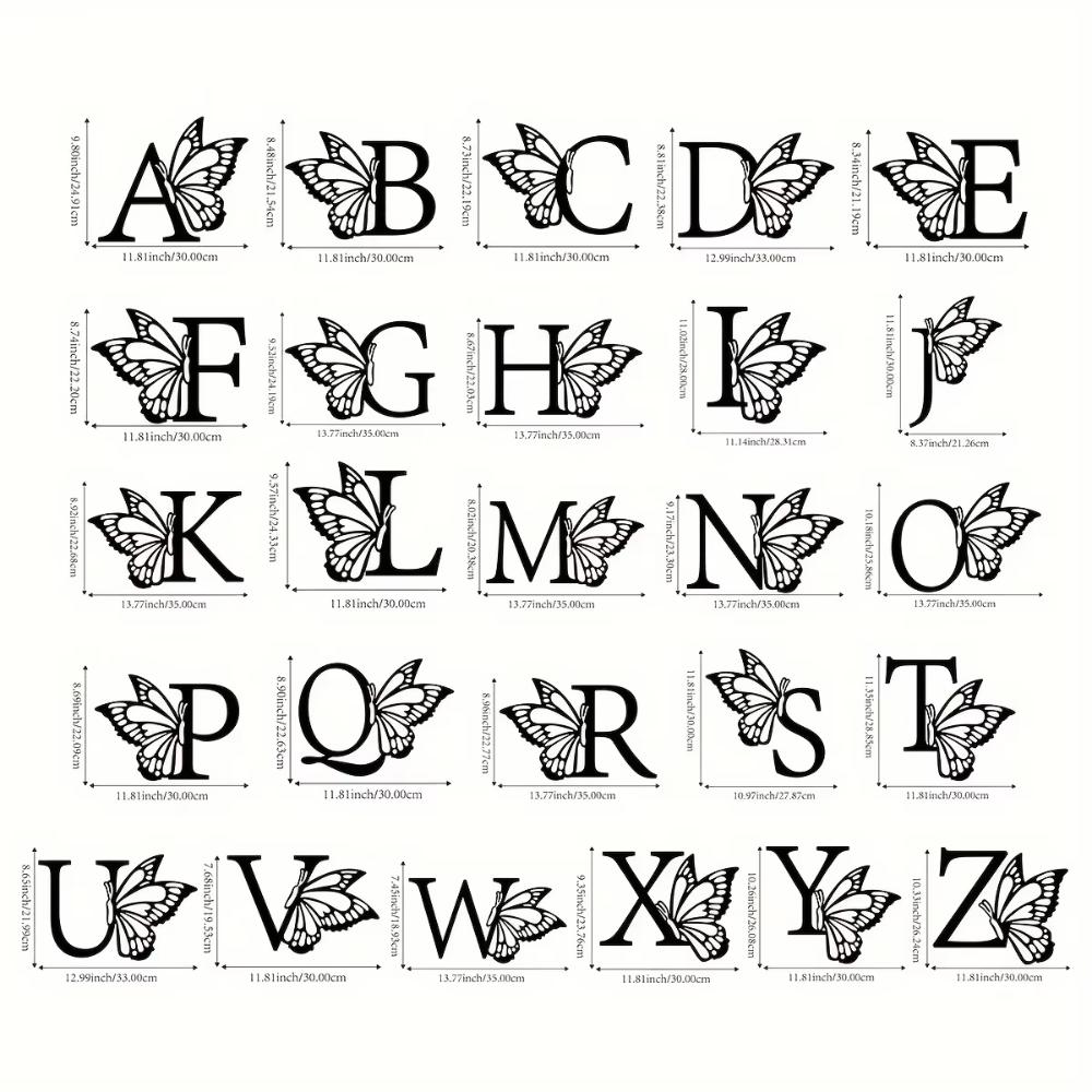 1 шт. Металлический знак с монограммой в виде бабочки - все буквы. Металлические — фото 32