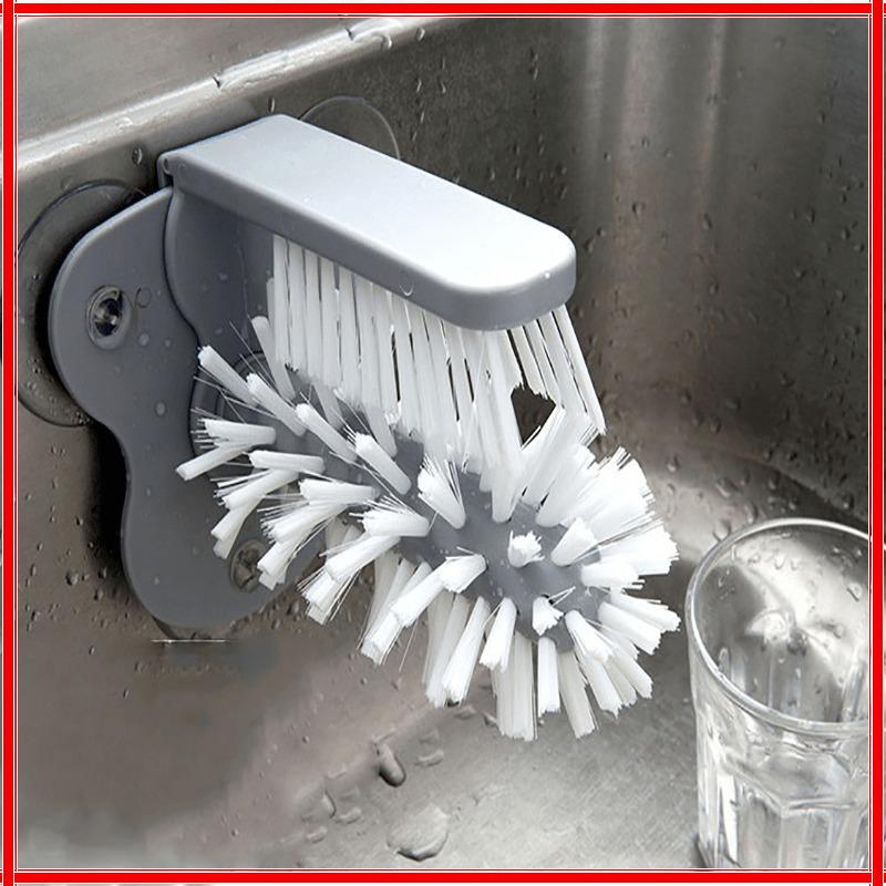 Cup Scrubber Glass Cleaner Lazy Bottles Brush Sink Kitchen Accessories 2 In 1 Drink Mug Wine Suction Cup Cleaning Brush Gadgets
