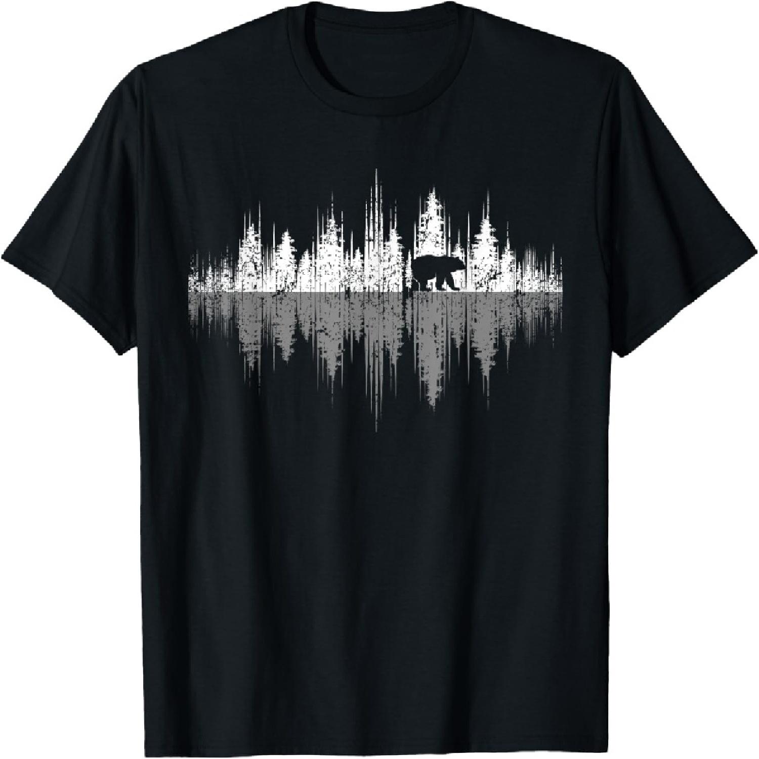 Trees Reflection Wildlife Nature Animal Bear Outdoor Forest T-Shirt S