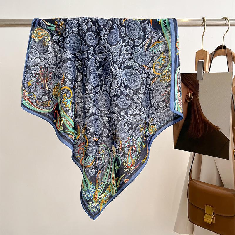 Ren Bomuld Dame Tørklæde Firkantet Foulard Dame Hals Hår Tørklæder Design Printet Hovedtørklæde Mode Pige Tørklæder 2023 Ny