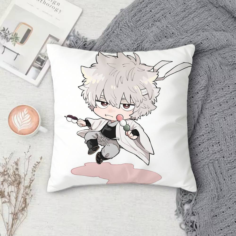 GGintama Anime  Doublesided Printed Square Pillow Cover Decorative Cushion Cover for Sofa Bedroom Bedside