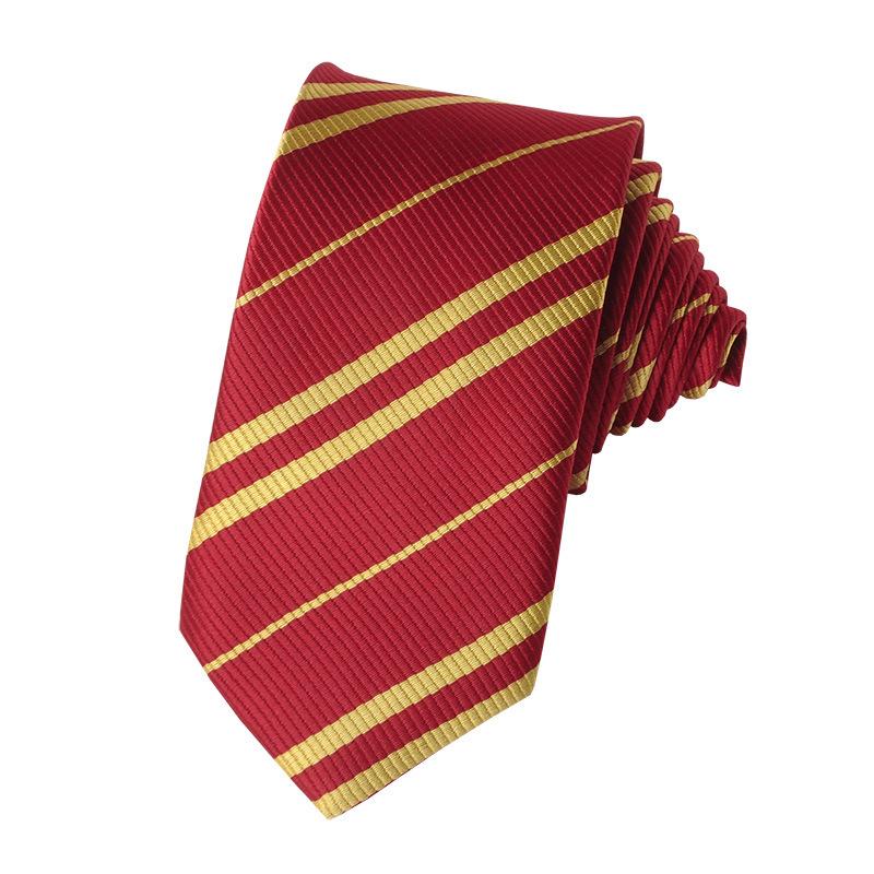 Harry Potter Hogwarts Crest Striped Tie: Red, Blue, Green Unisex Hand-Tied JK School Style