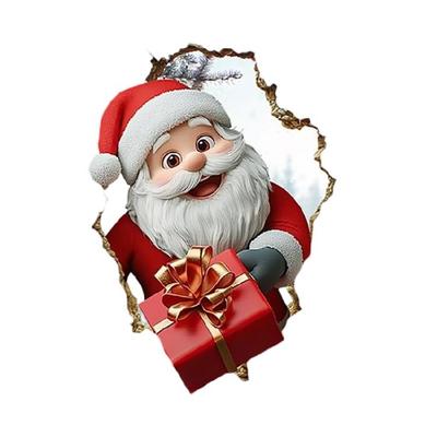 3D Christmas Wall Sticker Santa Reindeer Christmas Window Wall Art Decal Xmases Holiday Party Supplies for Toilets