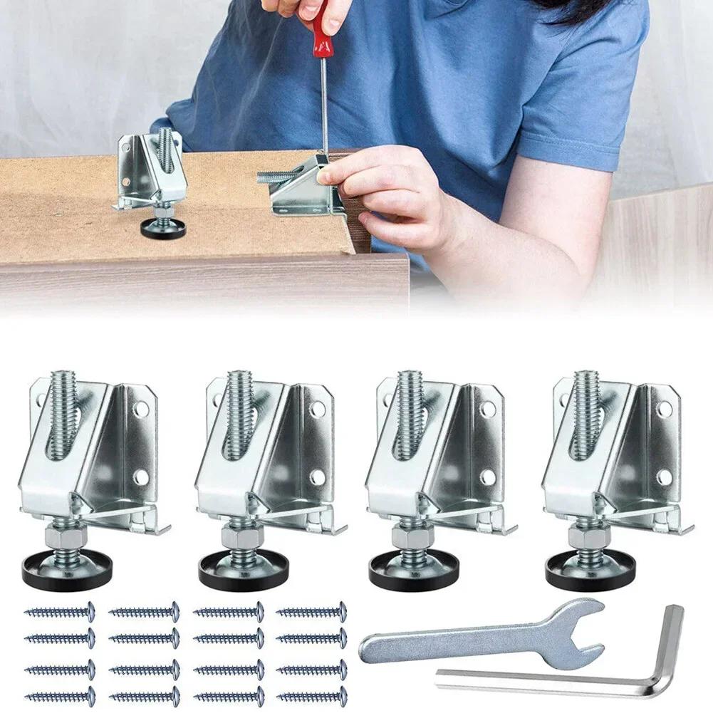 4Pcs Adjustable Furniture Leveler Heavy Duty Furniture Feet Support  For Sofa Table Chair Cabinet Height Adjuster Leveling Feet