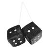 Car Mirror Fuzzy Dice, Pair of Retro Square Fuzzy Plush Dice with Dots, Plush