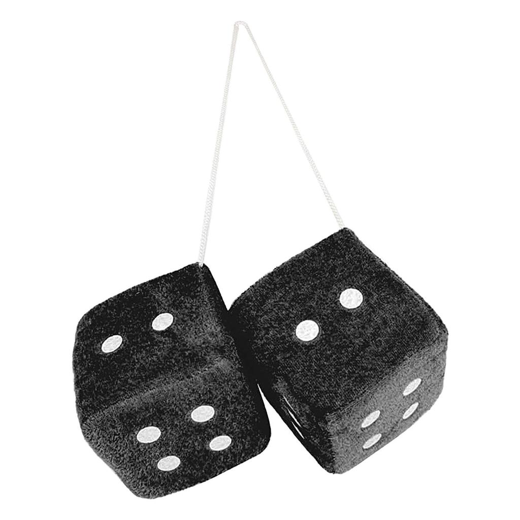 Car Mirror Fuzzy Dice, Pair of Retro Square Fuzzy Plush Dice with Dots, Plush