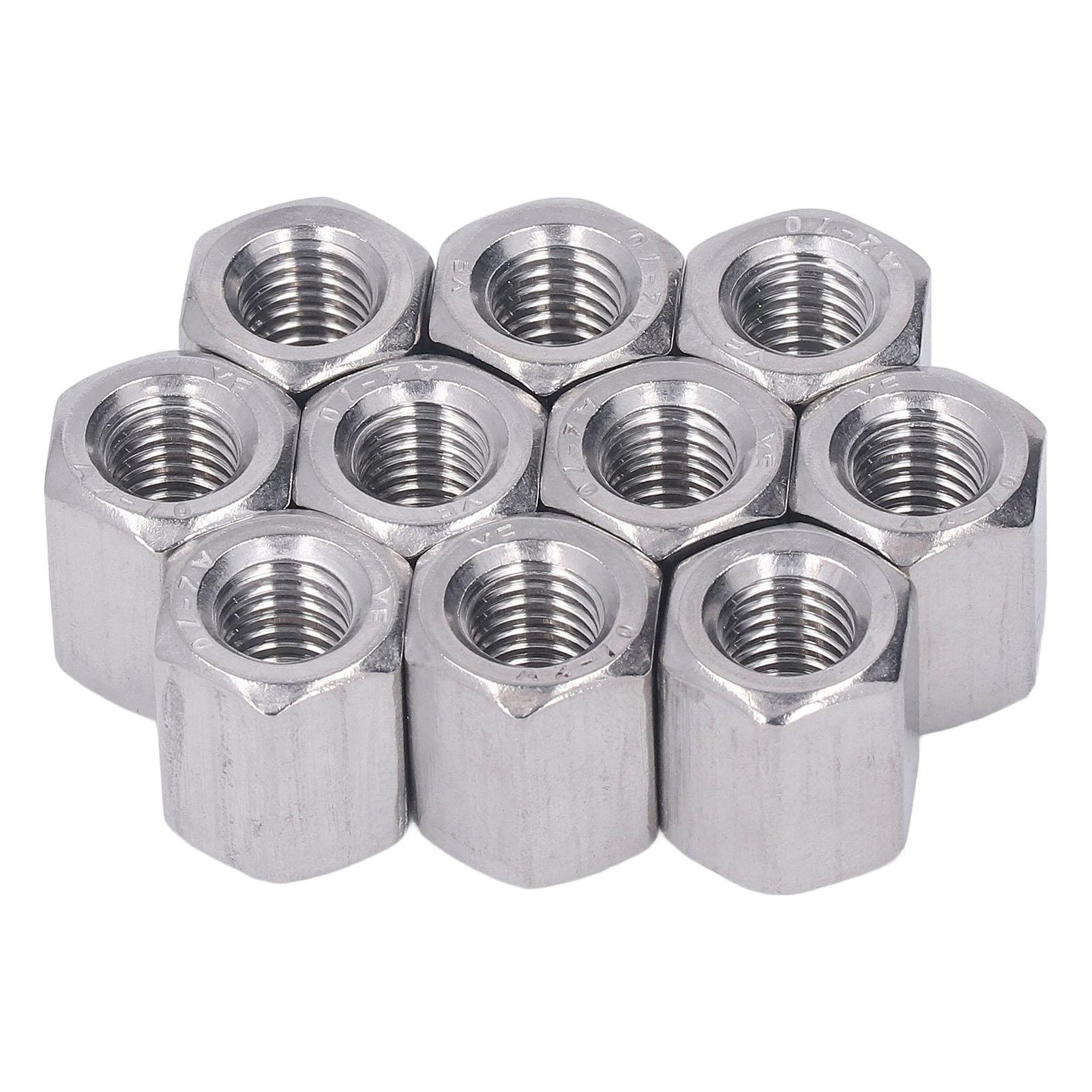 

10 ШТ. Гайки соединительные шестигранные M10 из нержавеющей стали 304 с метрической резьбой, гайки для соединения резьбовых стержней для болтов шпилек