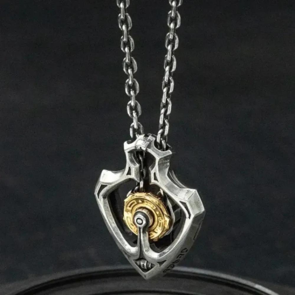 European and American New Mechanical Rotatable Gear Shuttle Pendant Necklace Domineering High-end Pendant 60CM