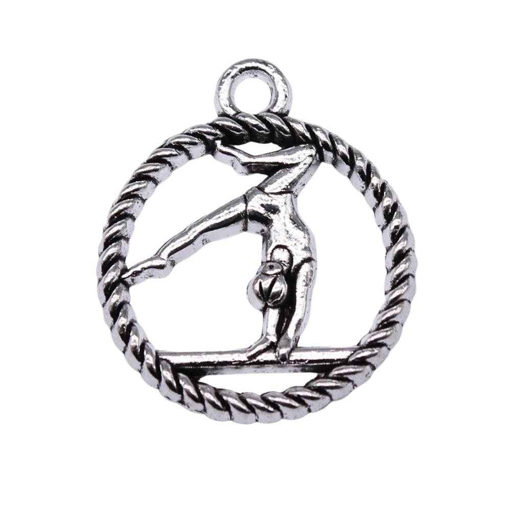 

10шт Гимнастика Амулеты Амулеты Античное серебро Цвет Цинковый сплав 24X20mm