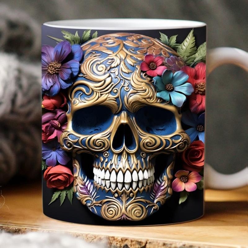 New 3D Skull Mug Ceramic Hot Coffee Tea Mug Gift 301-400ml