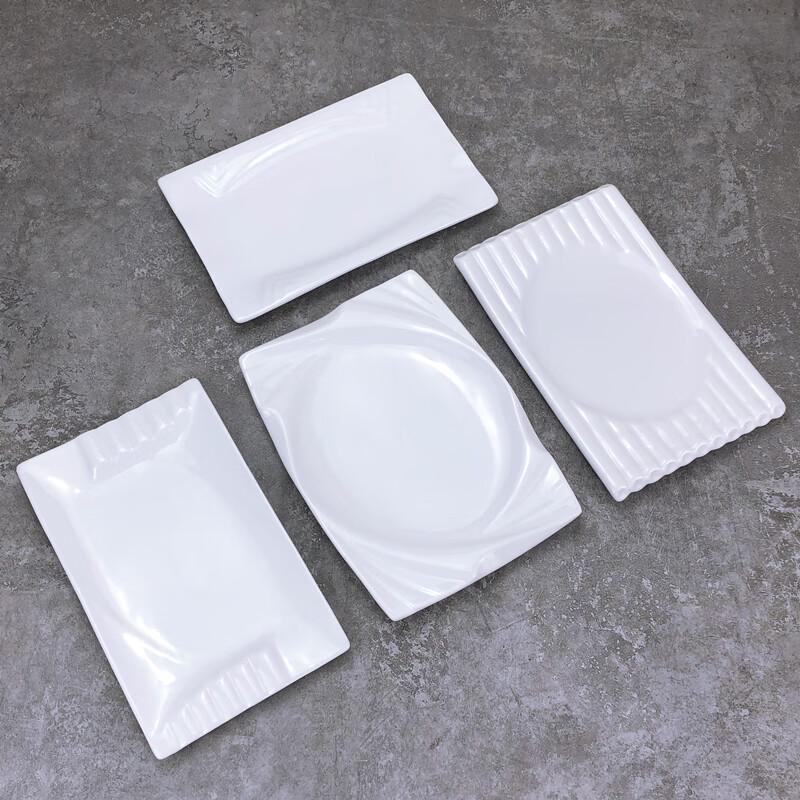 Qianxing White Ceramic Rectangular Dinner Plate