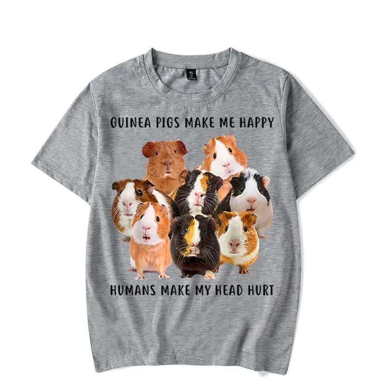 Guinea Pigs Make Me Happy Graphic Tshirt Funny Paw Fashion Harajuku T-shirt Hip Hop Men Brand T-shirt Trend Oversize Tee Shirt