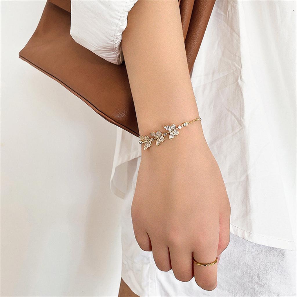 Fashion Crystal Zircon Butterfly Bracelet Adjustable Bangle Women Jewelry
